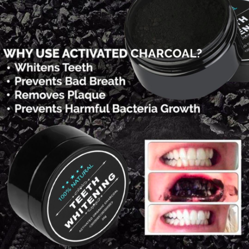 Natural activated charcoal teeth whitening